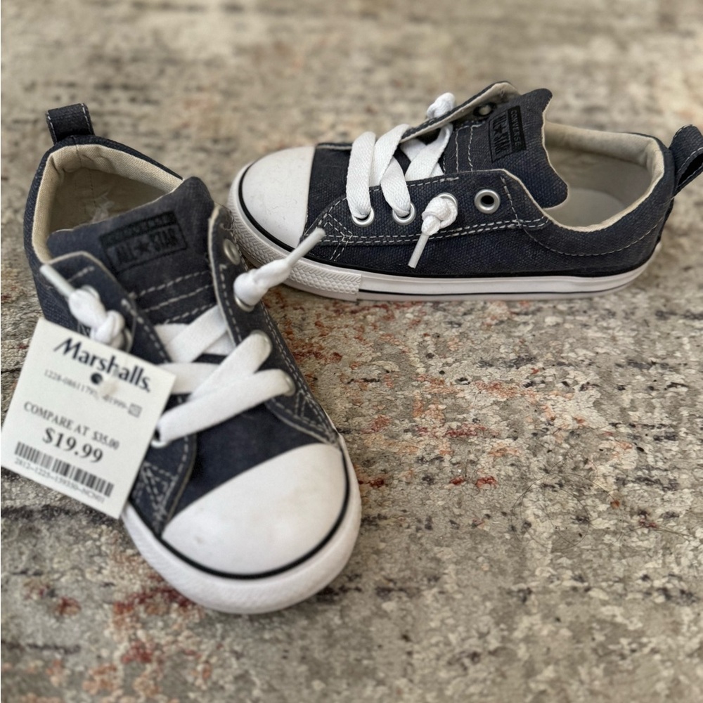 Converse Kids Navy Blue and White Slip-on Sneakers